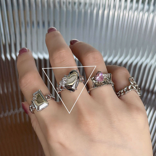 Minimalist 925 Silver Ring for Women Fashion Creative Irregular Geometric Aestethic Open Rings Birthday Party Jewelry Gift