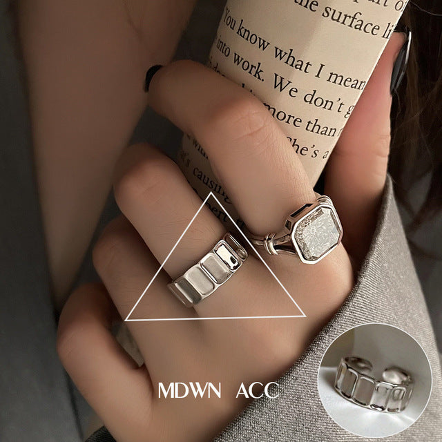 Minimalist 925 Silver Ring for Women Fashion Creative Irregular Geometric Aestethic Open Rings Birthday Party Jewelry Gift