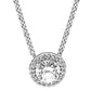 New 925 Sterling Silver Timeless Elegance Snowflake Accented Circular Hearts Collier Necklace For Popular Bead Charm DIY Jewelry